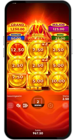 Bonusrunde mit aktivem Vulkan