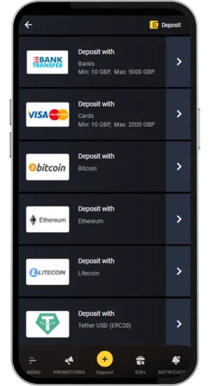 Deposit and receive the bonus