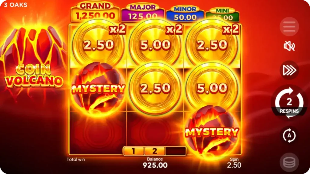 Funkcja mnożnika wulkanu w Coin Volcano