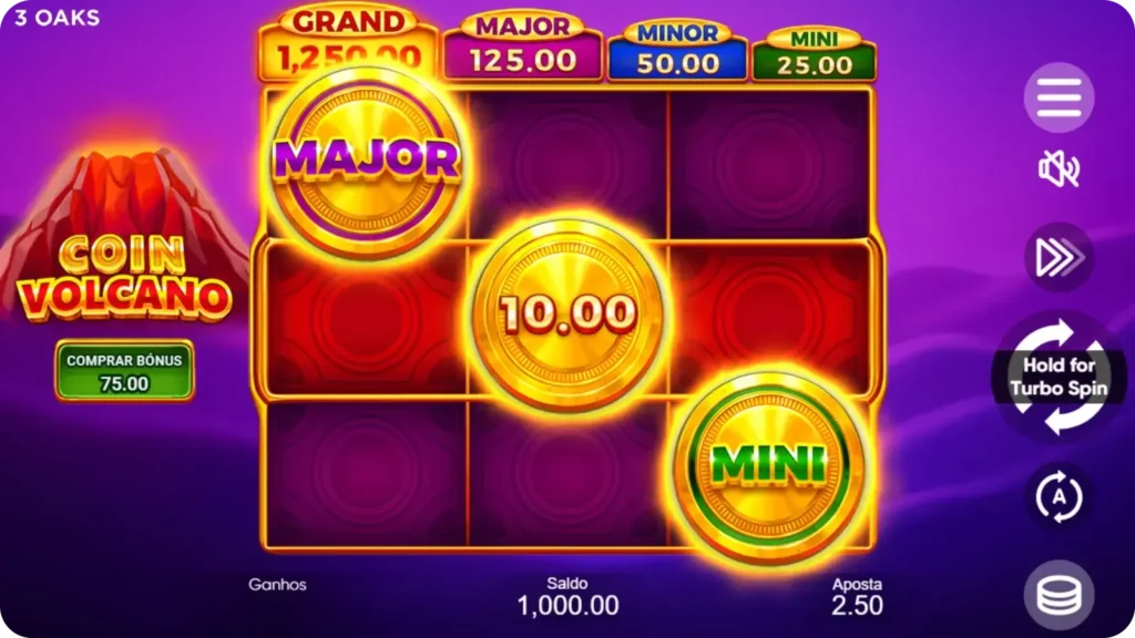 Grade de jogo Coin Volcano