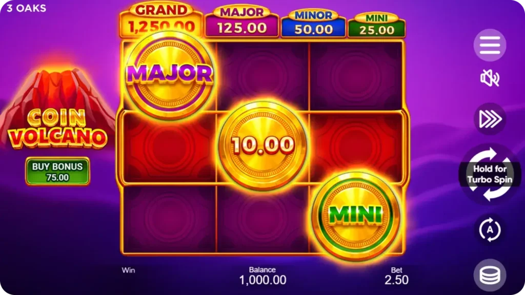 Coin Volcano game grid