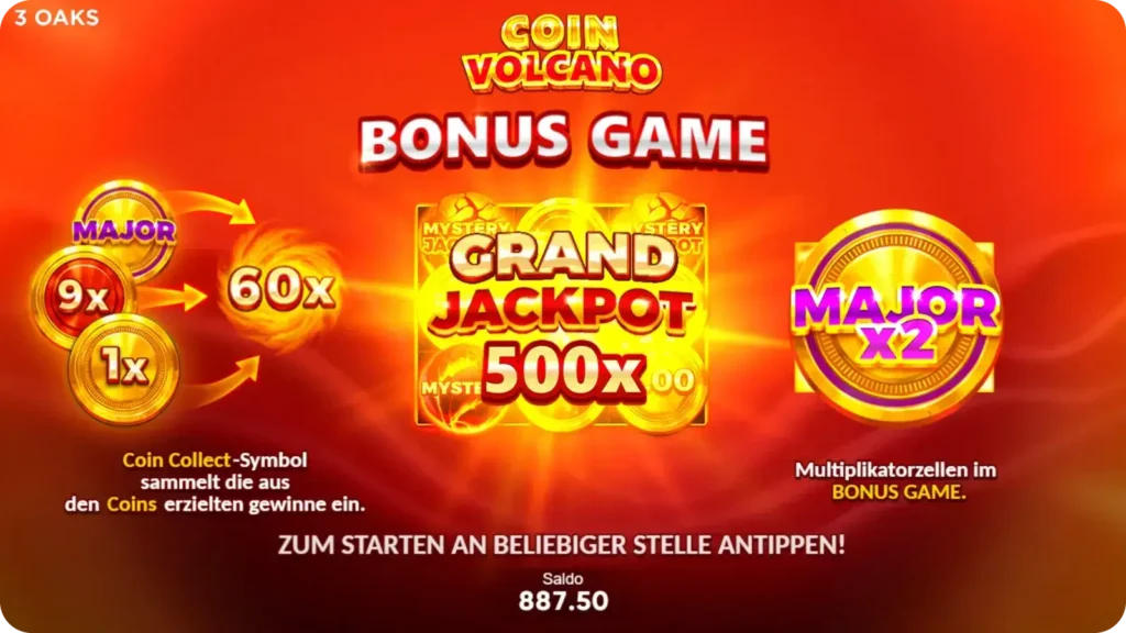 Grundlegendes Bonusspiel Coin Volcano