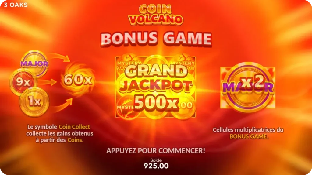 Jeu de bonus classique Coin Volcano
