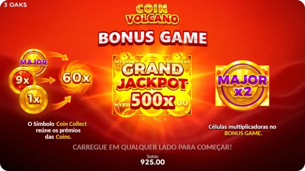 Jogo de bónus básico Coin Volcano