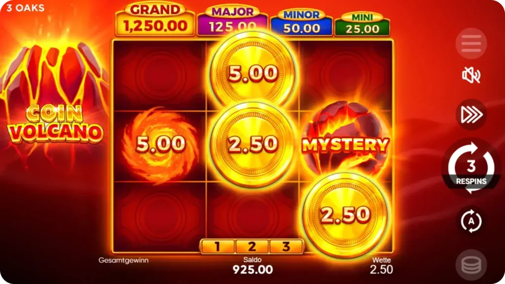 Klebende Münze Funktion Coin Volcano