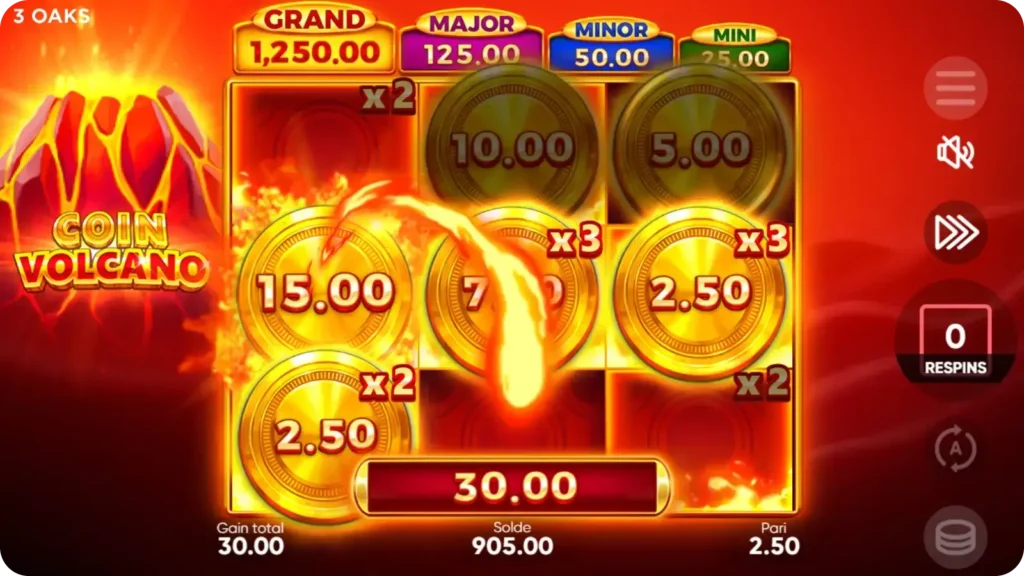 Prix en pièces Coin Volcano Jackpot