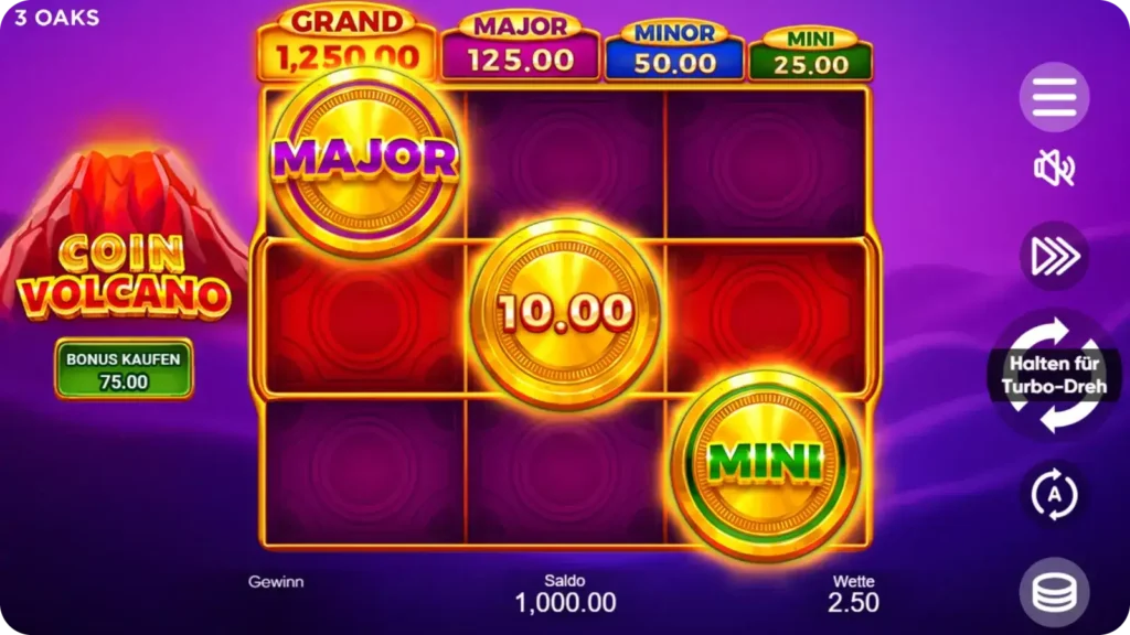 Coin Volcano Spielfeld