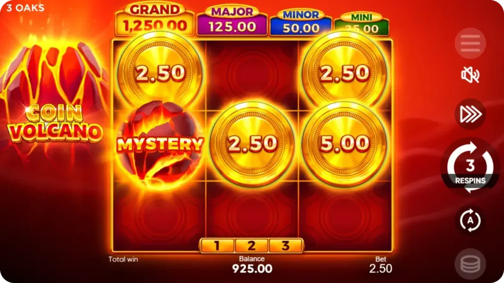 Coin Volcano Sticky Coin feature