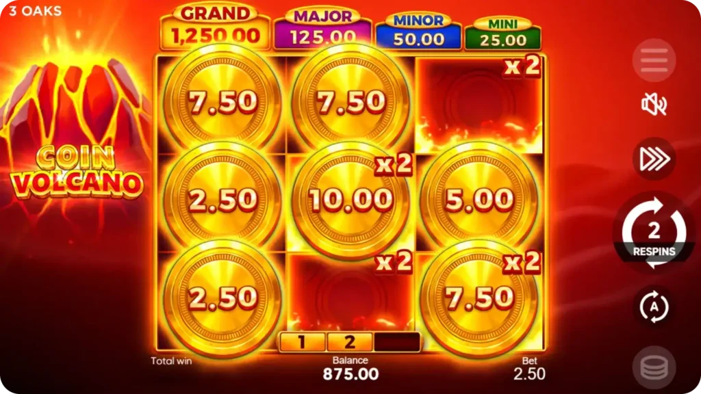 Coin Volcano volcano multiplier feature